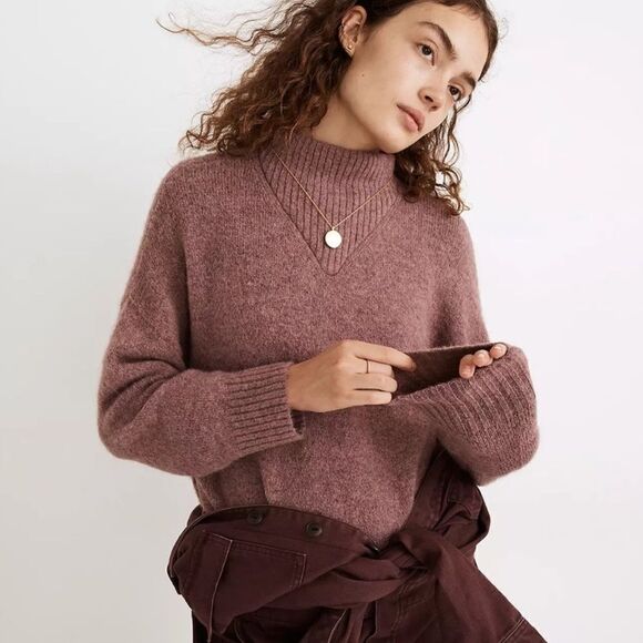Madewell Dillon Mockneck Wool Alpaca Sweater Pink - Picture 1 of 10